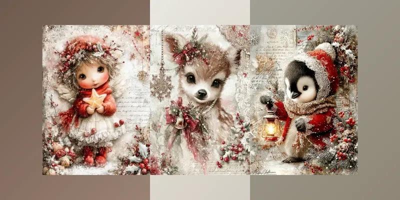 Kawaii Christmas Junk Journal Ephemera