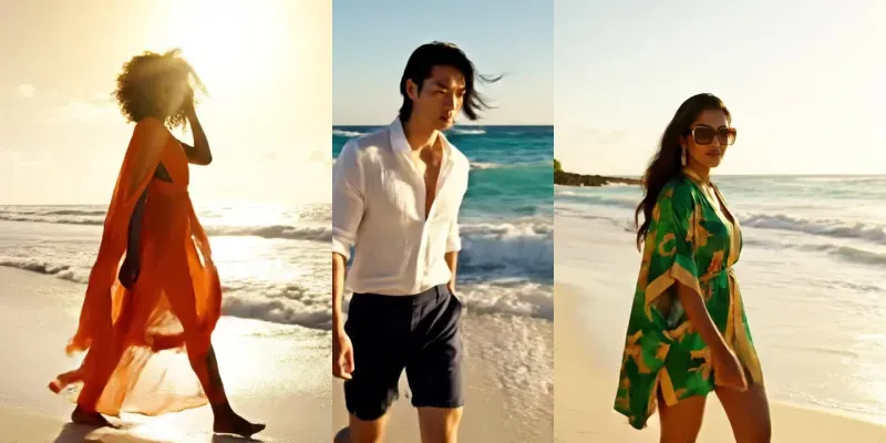 Sunlit Beach Model Fashion Video Shoots generated by undefined