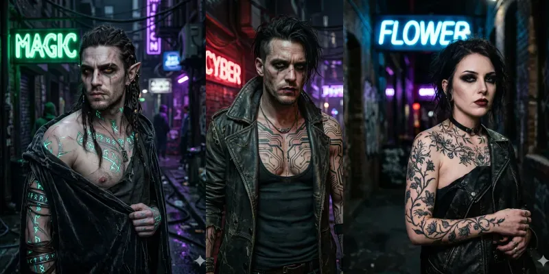 Cinematic Neon Tattoo Portraits generated by undefined