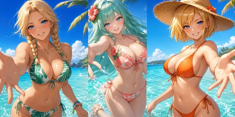 Anime Tropical Beach Glamours generated by undefined