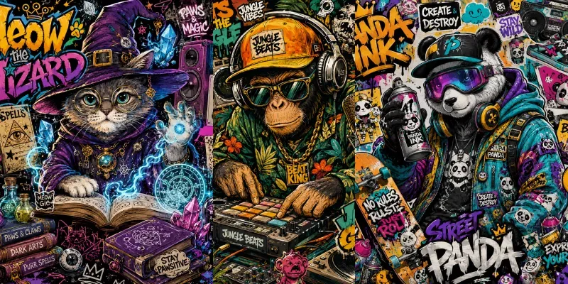 Funky Tech Collage Posters generated by undefined
