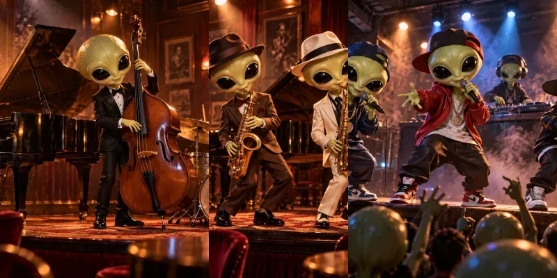 Little Green Alien Music Stars