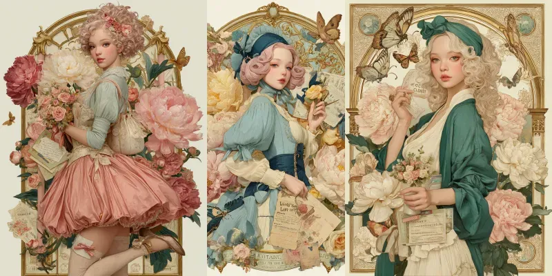 Rococo Doll Portrait Arch Posters generated by undefined