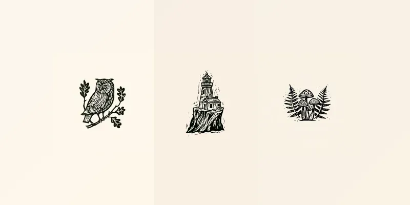 Linocut Stamp Print Handdrawn Icons