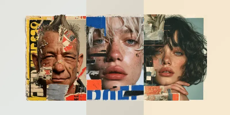Modern Mixed Media Portrait Collages