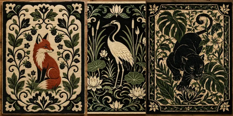 Botanical Animal Rug Art generated by undefined