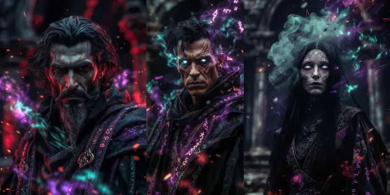Dark Fantasy Warlock Witch Portraits generated by undefined