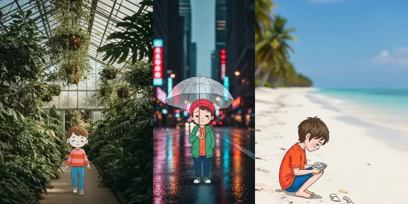 Illustrated Child Cinematic Scenes generated by undefined