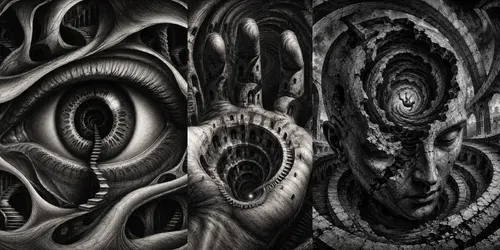Surreal Monochrome Optical Illusions generated by chatgpt-image