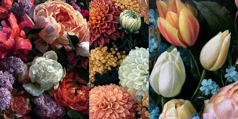 Artistic Moody Floral Closeup Paintings generated by undefined