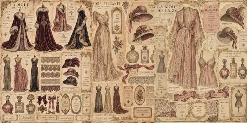 Vintage Couture Junk Journal Ephemera generated by undefined