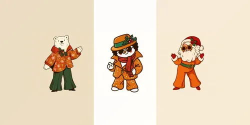 1970s Christmas Disco Character Cliparts generated by midjourney