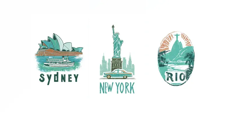 Vintage Mid Century Travel Posters generated by undefined