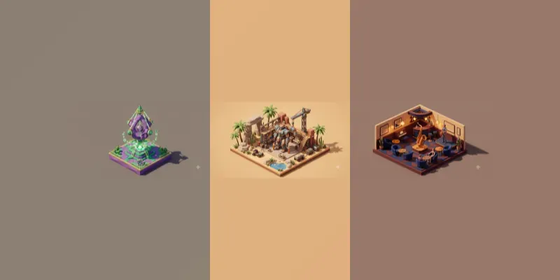 Low Poly Isometric Dioramas 3D generated by undefined