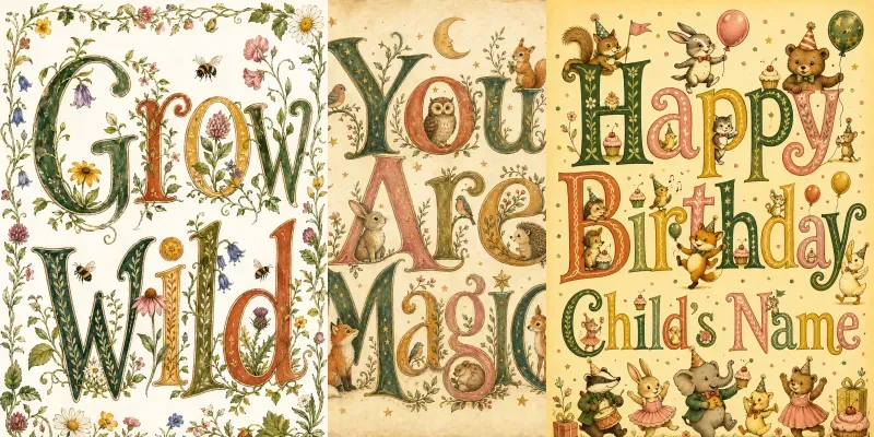 Childrens Storybook Typography Posters generated by undefined