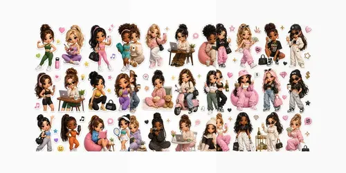 3D Stylish Girl Sticker Sheets generated by chatgpt-image
