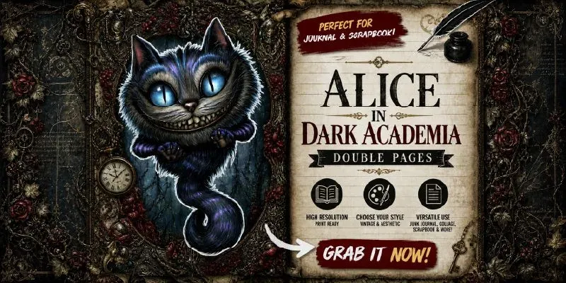 Alice In Dark Academia Double Pages generated by undefined