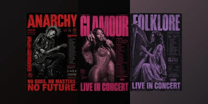 Retro Monochromatic Concert Posters generated by undefined