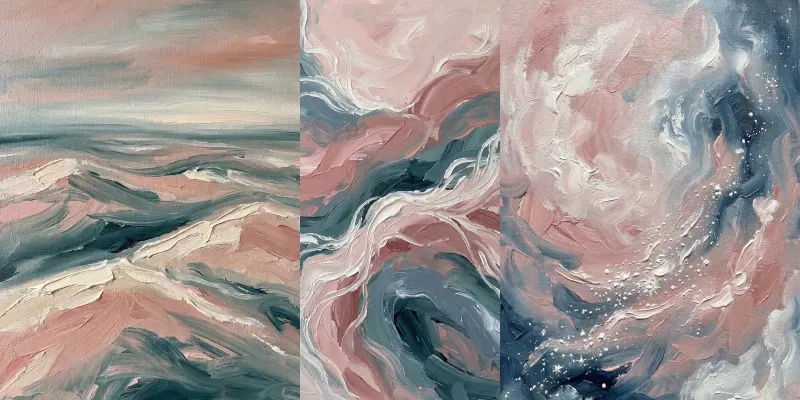 Pastel Teal Pink Oil Abstracts generated by undefined