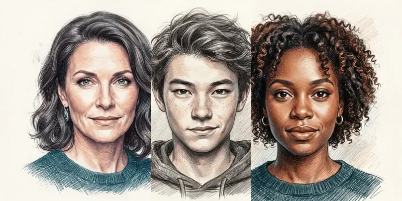 Colored Pencil Portrait Sketches generated by undefined