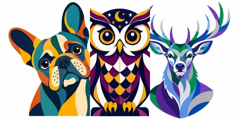 Geometric Color Block Animals generated by undefined
