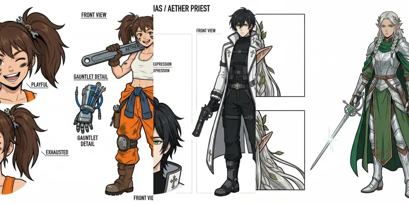 Anime Character Concept Sheets generated by undefined