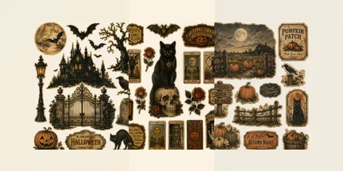 Antique Halloween Scrapbook Ephemera generated by chatgpt-image