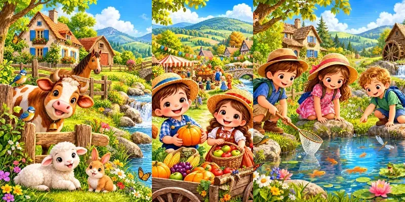 Whimsical Countryside Storybook Art