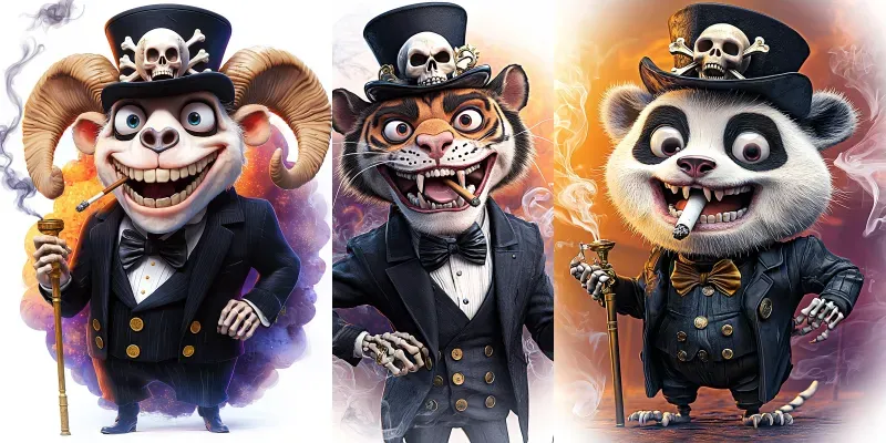 Gothic 3D Skeleton Animal Characters generated by undefined