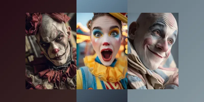 Expressive Clown Portraits generated by undefined