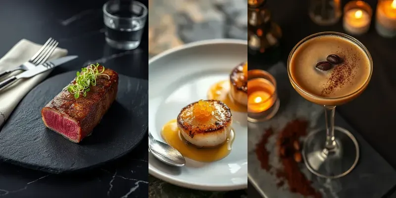 Fine Dining Plating Craft Cocktails generated by undefined