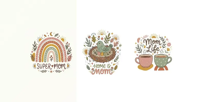 Cute Mom Quote Illustrations generated by undefined