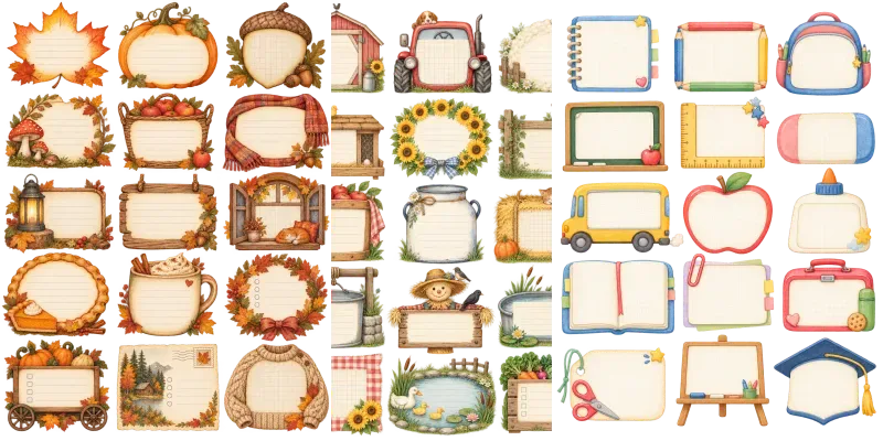Watercolor Stationery Clipart Frames