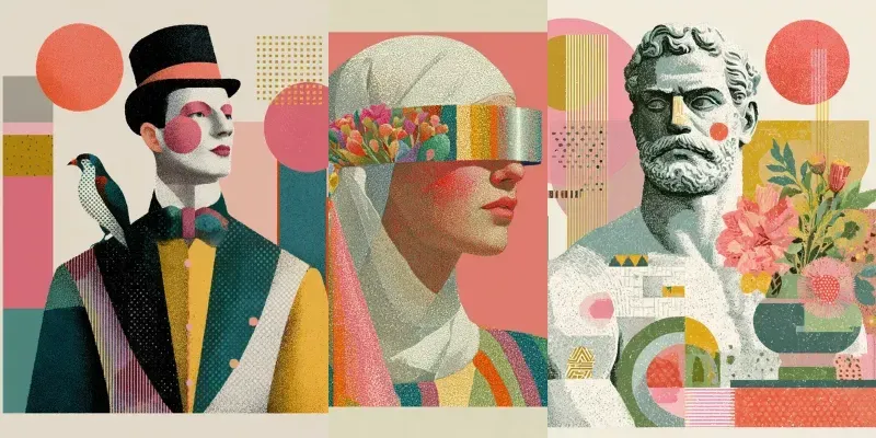 Modern Cubist Retro Portraits generated by undefined