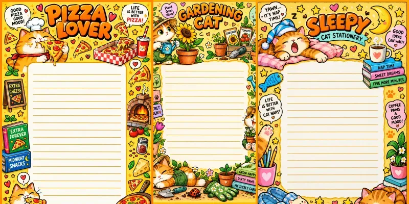 Cute Cartoon Character Writing Papers