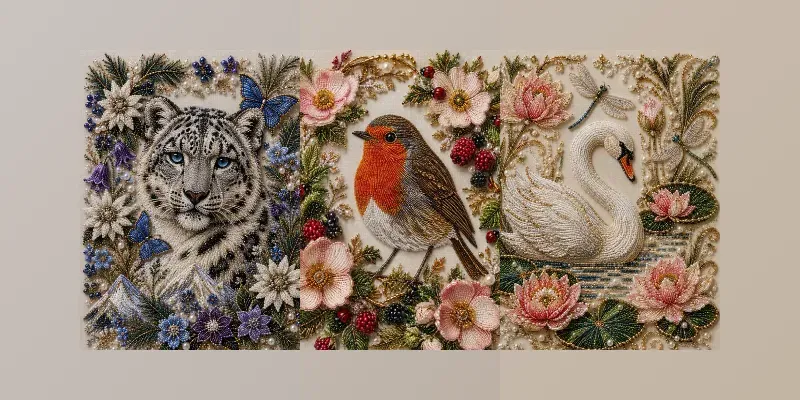 Luxury Beaded Nature Collage Posters generated by undefined
