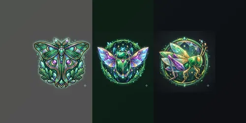 Modern Gem Forest Insect Emblems generated by gemini-image