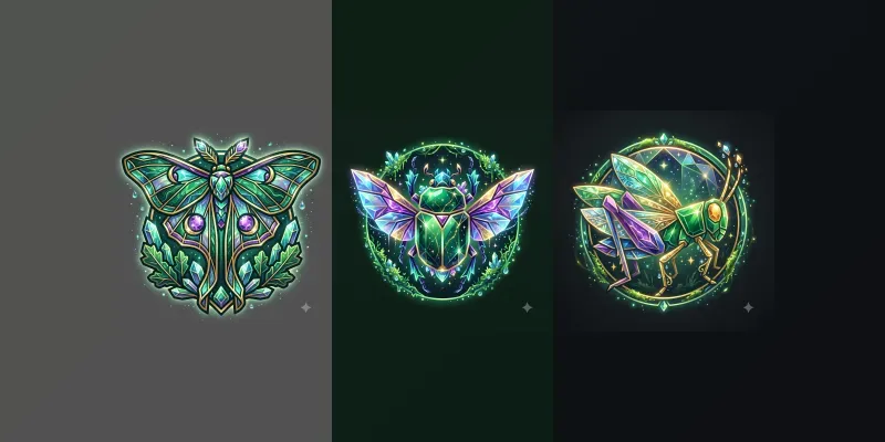 Modern Gem Forest Insect Emblems generated by undefined
