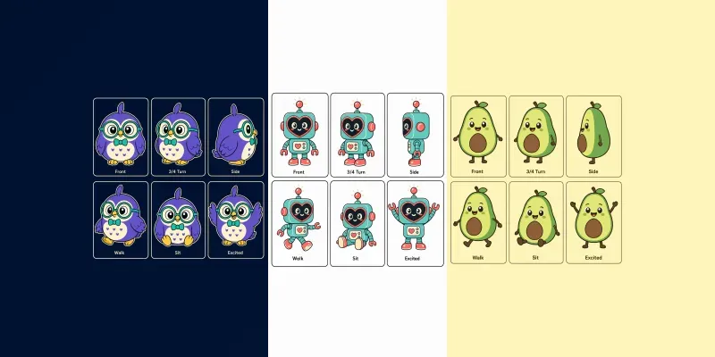 One Mascot 6 Poses Zero Drifts generated by undefined