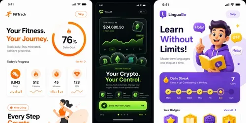 Sleek Mobile App Onboarding UIs generated by chatgpt-image