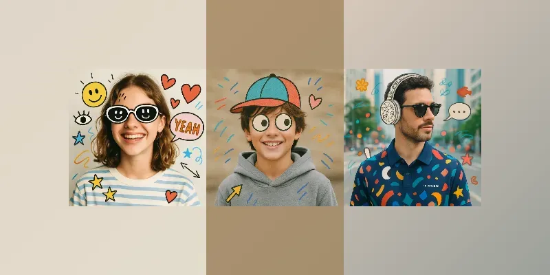 Doodle Overlay Portrait Photos generated by undefined