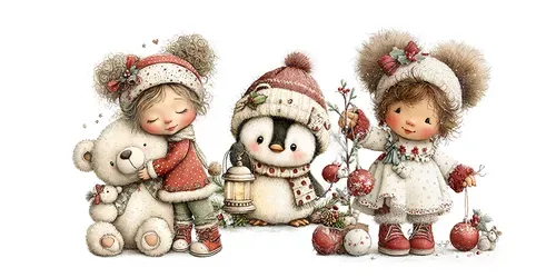 Cute Christmas Nursery Character Cliparts generated by midjourney