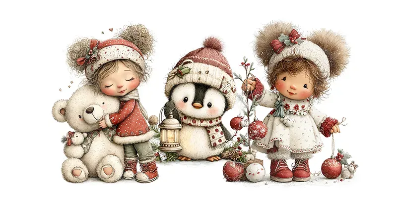 Cute Christmas Nursery Character Cliparts