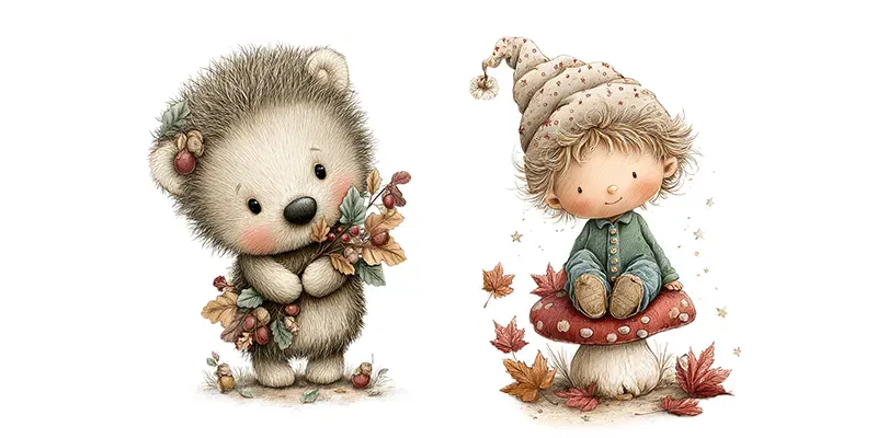 Fairytale Fall Characters Clipart Tshirts generated by undefined