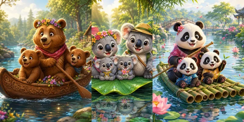 Whimsical River Animal Families generated by undefined