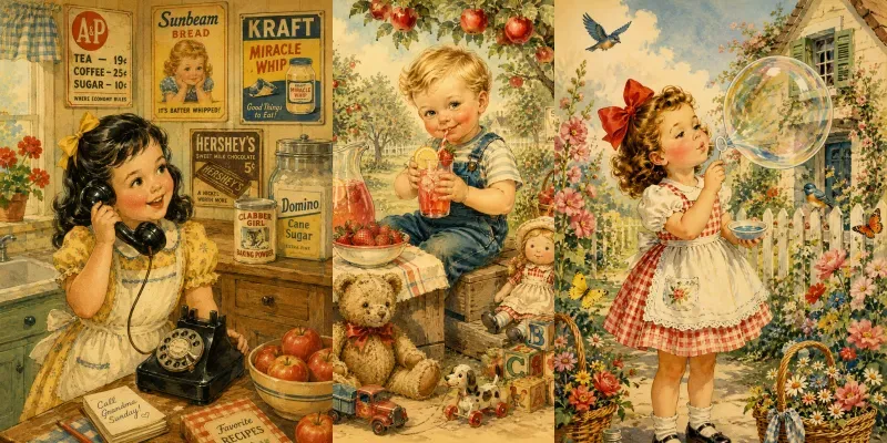 Vintage Childhood Memories Illustrations generated by undefined