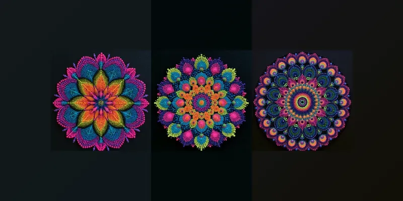Fluorescent Bead Mandalas generated by undefined
