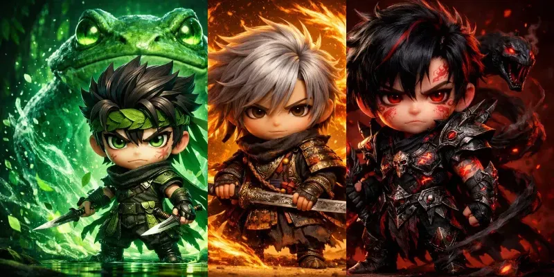 Elemental Chibi Warrior Series generated by undefined
