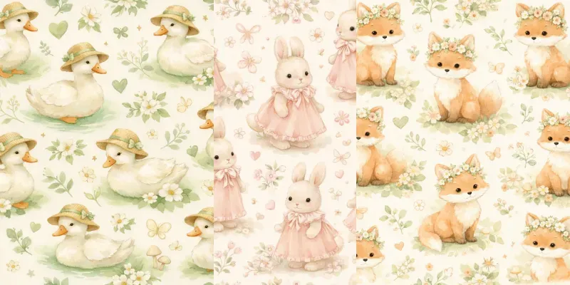 Cute Cottagecore Animal Seamless Patterns generated by undefined