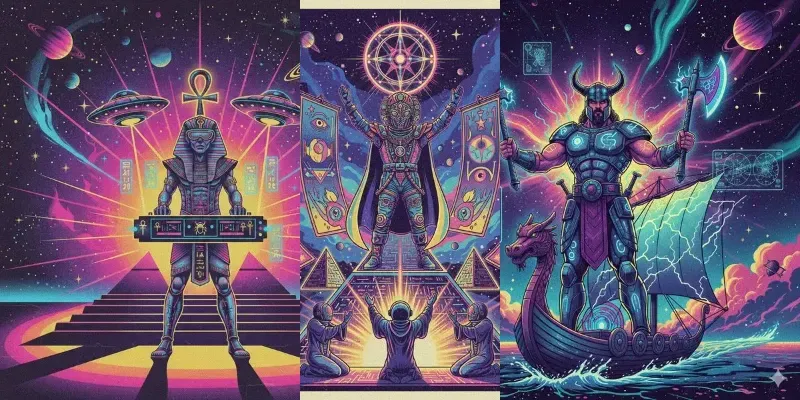 Cosmic Retro Mythology Art Generator generated by undefined